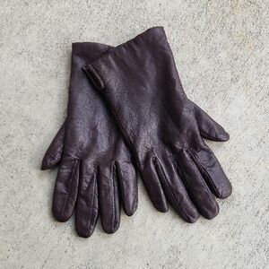 Elegant Dark Brown Leather Gloves Ladies